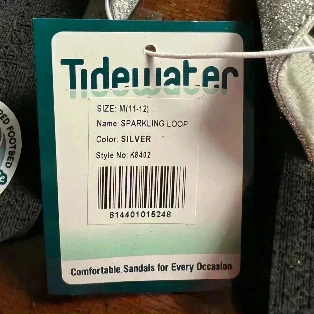 Toddler Size 11-12 Tidewater Silver Sparkling Loop Flip- Flops